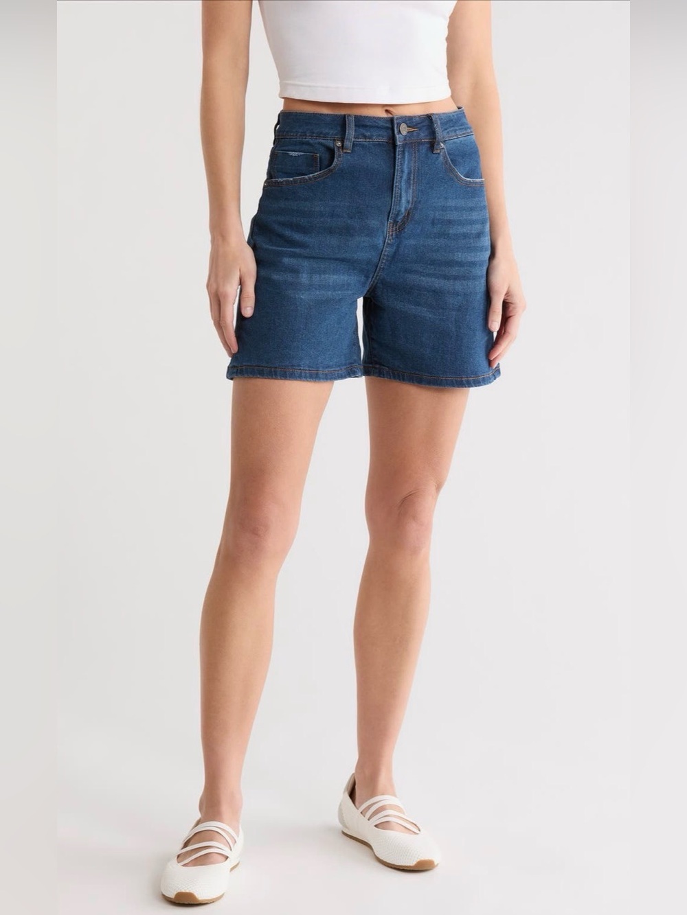 NWT Vigoss Clean Hem Denim Shorts High-Rise Dark Blue Denim Shorts Size 29W